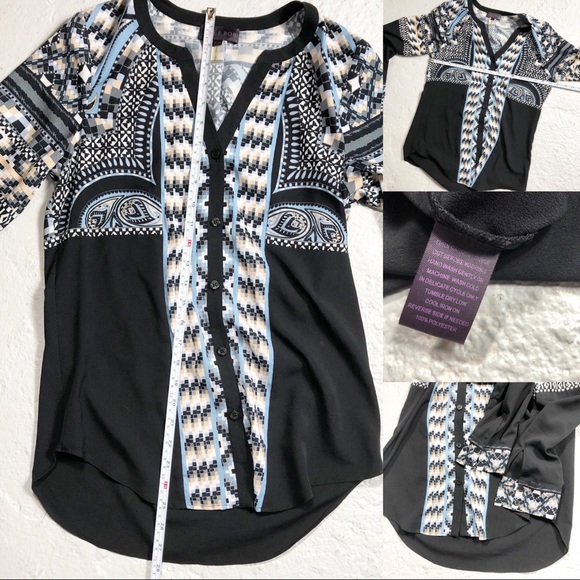 Hale Bob Exotic Line Black Blouse - Picture 4 of 8